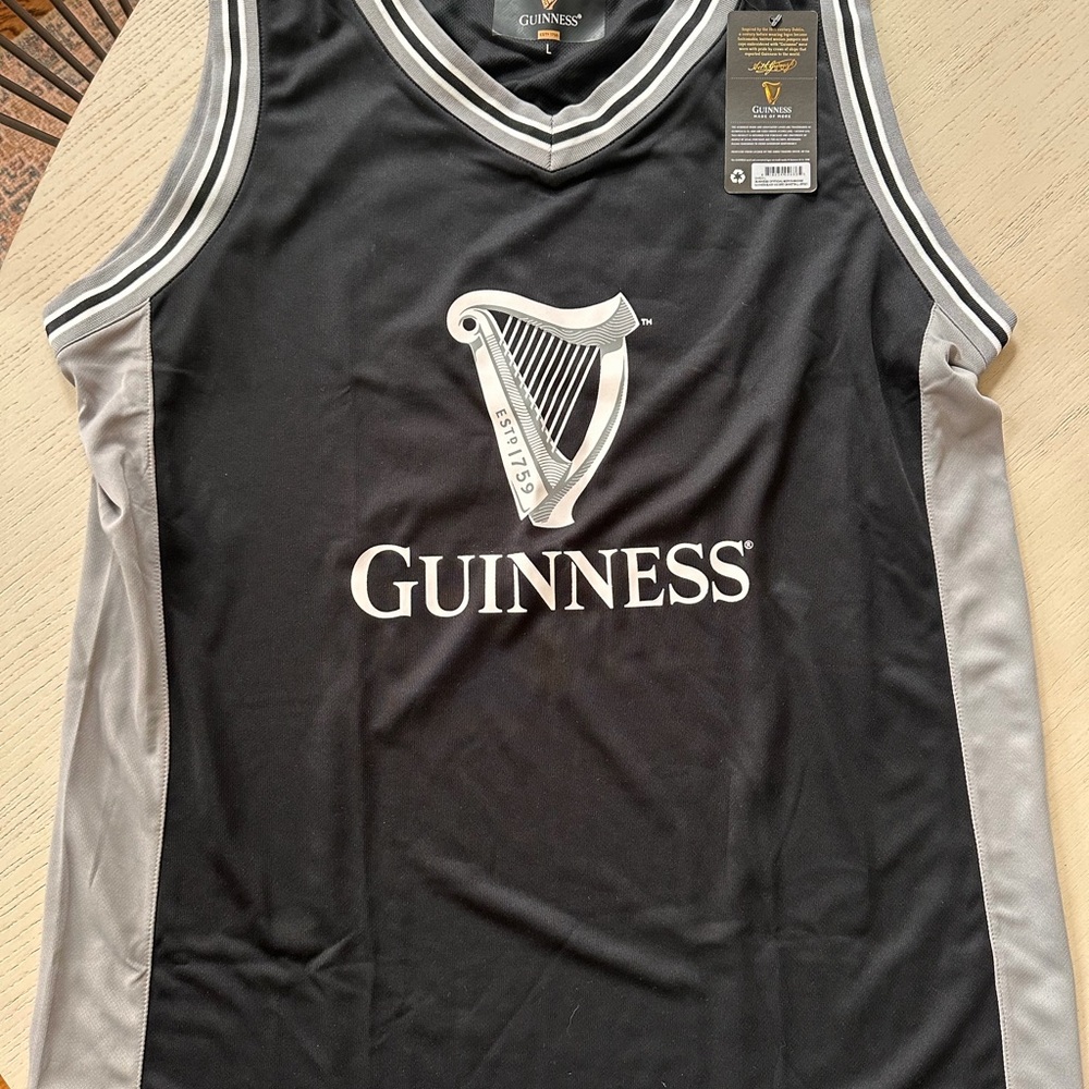 Guinness Black and Silver Athletic Tank Jersey
